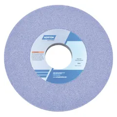 Type 1 straight grinding wheel, 14" diameter, 1 1/2" thickness, 5" arbor hole. Specification 32A60-KVBE with K hardness. For moderate-to-heavy grinding of tool steels in metalworking and fabrication applications.