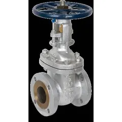 This SHARPE gate valve features a carbon steel body and bonnet, rising stem, and Class 150 flange connections. It is rated for 285 psi CWP and includes a flex wedge with a steel seat and 410 stainless steel wedge, operated by a handwheel. Suitable for on-off isolation in medium-pressure hydrocarbon, crude oil, and natural gas pipelines.