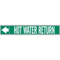 Pipe Marker: Hot Water Return, Green, White, Fits 1 1/2 to 2 in Pipe O.D., 25 Pipe Markers (MPN 109252)