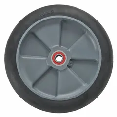 This replacement wheel is designed for Magliner hand trucks, featuring an 8-inch balloon cushion tire with rubber construction. It measures 8 inches in overall height and 2 inches in width, with a load capacity of 250 lb. Suitable for restoring mobility on manual material-handling carts in warehouses, factories, and delivery operations.