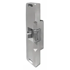 This HES electric strike is a combination cylindrical and mortise unit made of stainless steel, measuring 9 inches in height. It operates on 24V input voltage and is rated for heavy-duty performance. Used in access-control systems, it secures doors by releasing the latch when voltage is applied, compatible with cylindrical and mortise locksets.