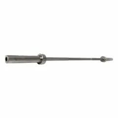 This Olympic bar is constructed from chrome and steel with a 2 in overall diameter and a weight of 45 lb. It is designed for Olympic weightlifting exercises such as cleans, snatches, and squats.