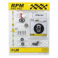 Pump head service kit for LMI metering pumps. Includes components for routine maintenance and repair of pump heads in chemical dosing and fluid handling systems.