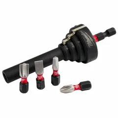 Impact-rated bit holder for 1/4 in hex-shank bits. Constructed from nonmagnetic material. Used for reaming conduit and driving fasteners with impact drivers in electrical and construction applications.