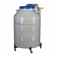 Cryogenic storage system with 165 L capacity, constructed of stainless steel. Includes a 6 ft stainless steel armor-plated transfer hose. Overall height 39 in, overall diameter 26 7/8 in. Used for storing biological samples, vaccines, and other temperature-sensitive materials at cryogenic temperatures in laboratory, medical, and industrial settings