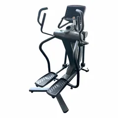 Chain-drive elliptical machine with 20 resistance settings and 87-inch overall length. Multi-grip handlebars allow varied upper-body positioning. Suitable for low-impact cardiovascular training in commercial or institutional fitness environments.