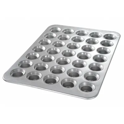 CHICAGO METALLIC 35-Slot Muffin Pan, Aluminized Steel, Silver, 17 7/8 in - Cupcake & Muffin Pans
