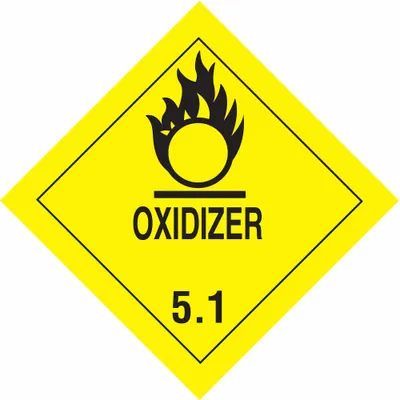 TAPECASE Container Label: Oxidizer, 4 in x 4 in, 4 in Label Ht, 4 in Label Wd, Paper - Class 5: Oxidizing Agents & Organic Peroxides