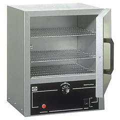 Natural gravity convection oven with 3 cu ft capacity, 1500 W power, and 115V AC operation. Maximum temperature 232°C with temperature uniformity and accuracy tolerance of ±3°C at 150°C. Suitable for drying, curing, and aging tests requiring gentle, even airflow without forced convection.