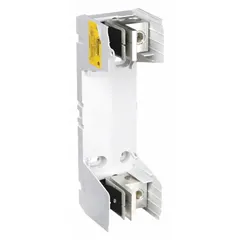 Single-pole open block design fuse block for UL Class RK1 and RK5 fuses. Rated 600 V AC with box lug terminals for secure wiring. Non-indicating type without blown-fuse indicator. Suitable for use in industrial power distribution, motor control centers, and panelboards.