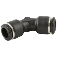 Nylon push-to-connect tube fitting with two 12 mm OD connections. Used in pneumatic systems to join tubing without tools, providing a secure connection for air lines in industrial automation and control circuits