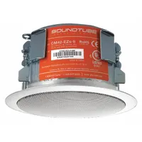 Passive 2-way ceiling-mount speaker for indoor use. Features 16 ohm impedance and 7 1/2 in overall width. Suitable for background music or paging in commercial spaces such as offices, retail stores, and conference rooms