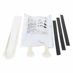 This molded resin splice kit is designed for splicing 3/0 AWG copper or aluminum cables rated up to 5 kV. It includes 3M™ Scotchcast™ Electrical Insulating Resin 4N for moisture sealing. Suitable for underground, direct-burial, and industrial power distribution applications.