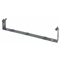 This hinged wall bracket is designed for rack-width cable management in equipment racks and network closets. Constructed of steel with a black finish, it measures 19 3/8 inches wide and 4 1/16 inches deep. Mounting hardware is included for installation.