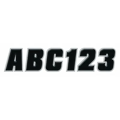 HARDLINE PRODUCTS Boat Registration Letters & Numbers, 2 in, Black/Silver, Vinyl