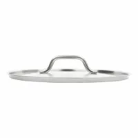 This VOLLRATH cover is made of stainless steel with a silver finish and a welded silver handle. It has a 12 1/2 inch top diameter and is NSF certified. Suitable for covering pots or pans in commercial food service settings to retain heat and prevent contamination