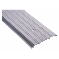 This 4 ft long aluminum saddle threshold features a fluted transition type. It is used at doorways to provide a smooth transition between flooring surfaces and to seal the gap under the door against drafts, dust, and pests