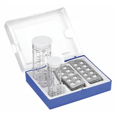 This water test kit measures alkalinity in the range of 10 to 500 mg/L with a sensitivity of 10 mg/L. It includes a sample bottle and provides 30 tests per kit. Suitable for monitoring alkalinity in water samples for industrial water treatment, boiler monitoring, and environmental testing.