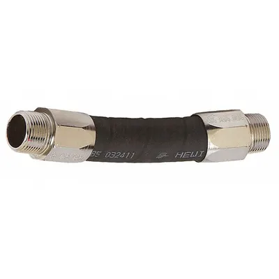 HUSKY Fuel Hose: Discharge Hose, 1 in x 9 in, Rubber, Nitrile, Brass, -20° to 160°F - Whip Hoses for Fuel Transfer Pumps