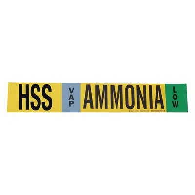 BRADY Ammonia Adhesive Pipe Marker HSS VAP Low 8 in+ - Ammonia Adhesive Pipe Markers