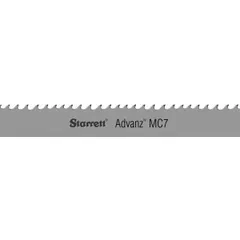 Carbide-tipped band saw blade from the Advanz series, 14 ft 5-1/4 in length with a scalloped cutting edge and 2/3 tooth configuration. Designed for cutting stainless and nickel-based alloys in industrial applications.