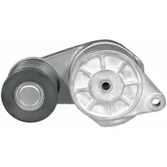 This DAYCO self-adjusting belt tensioner is designed for heavy-duty vehicle applications. It features a single pulley and maintains proper tension on engine accessory drive belts, reducing slippage and extending belt life. Suitable for use with alternators, water pumps, and other belt-driven components in heavy-duty vehicles.