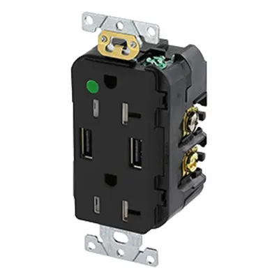 LEVITON T5832-HGE Hospital-Grade Duplex USB Receptacle - Hospital-Grade Receptacles with USB Chargers