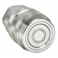 Brass-bodied hydraulic quick-connect coupling plug with nitrile seal, 1/2 in coupling size, female NPTF connection. Designed for quick, leak-free connection and disconnection in hydraulic lines for industrial fluid power systems