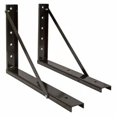 This mounting bracket kit is designed for securing underbody truck boxes to vehicles. Made of steel with a black finish, the kit includes brackets measuring 24 inches in length and 18 inches in overall height. Suitable for commercial and industrial applications requiring robust attachment of truck boxes.