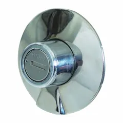 This stainless steel lock secures truck boxes for tool and equipment storage. It measures 3 inches in height and width, comes in a silver finish, and includes a retainer clip. Compatible with truck boxes and manufacturer model 3030481.