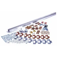 Top-mounted hanging door track kit measuring 5 ft in length, 1 7/8 in width, and 1 3/8 in height. Supports doors up to 75 lb. Suitable for sliding door installations in industrial and commercial settings where space-saving door operation is required