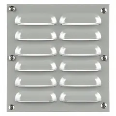 Carbon steel louver plate kit with overall height of 4.75 inches and width of 4.5 inches. Provides passive ventilation for electrical enclosures, aiding heat dissipation and condensation reduction. Suitable for use in control panels, junction boxes, and automation cabinets.