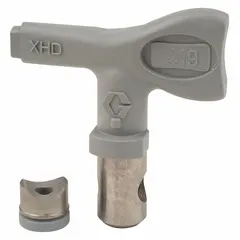 This GRACO airless spray gun tip is designed for use with XTR series spray guns and compatible with model XHD001. It features a 0.019 in tip size and a gray finish, suitable for applying paints, lacquers, and other coatings in industrial finishing, construction, and maintenance tasks.