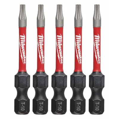 MILWAUKEE Driver Bit: Power Bit, T10 Bit Size, Imperial, Torx Head, T10 Bit Industry Size - Impact Torx Bits