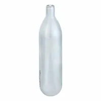 This steel-bodied CO2 cartridge delivers 800 psi air pressure for use with condensate drain clearing guns. It measures 3-7/16 inches in length and is compatible with manufacturer model number 491A19. Commonly used in HVAC and industrial maintenance to clear blockages in condensate lines and drains