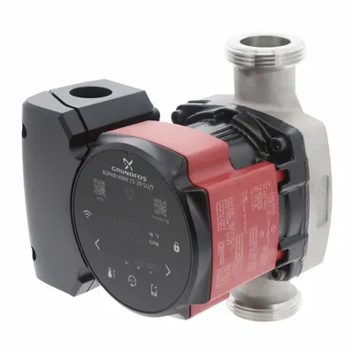 Grundfos Circulating Pump: 1/8 hp HP, 115V AC, Stainless Steel, Variable, 7 gpm - Intelligent Inline Circulator Pumps