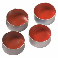 Colored aluminum crimp cap for 11 mm diameter vials. Features a PTFE/rubber liner, non-vented design, and no septa. Suitable for sealing laboratory containers to maintain sample integrity during storage or transport.