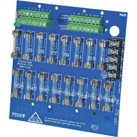 The ALTRONIX PD16W is a 16-output fused power distribution module for 12/24V DC systems. Constructed from phenolic/fiberglass, it distributes a single input to multiple protected outputs. Suitable for organizing power distribution in control panels and security installations