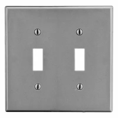 HUBBELL Wall Plate: Toggle, 2 Gang, Gray - General Purpose Wall Plates