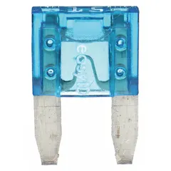 Fast-acting fuse rated 15 A and 32 V DC with standard profile. Features visual indication to identify a blown fuse. Supplied as a 2-pack. Suitable for overcurrent protection in automotive electrical systems.