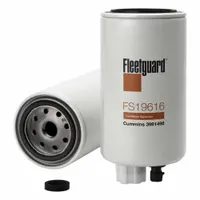Spin-on fuel/water separator for diesel fuel systems. Removes water and contaminants to protect injectors and engine components. Outside diameter 3 11/16 in, plastic media material. Compatible with Agco vehicles for agricultural and off-road equipment