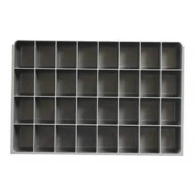 DURHAM MFG 124-95-32-IND Compartment Drawer Insert, 32 Compartments, Gray - Inserts for Large Compartmented Boxes