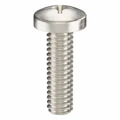 Pan head machine screws with #12-24 thread, 3/4 in length, made of 316 stainless steel with a plain finish. Phillips drive with #3 drive size. Sold in a 25-pack. Suitable for fastening components in corrosive environments such as marine and chemical processing applications.