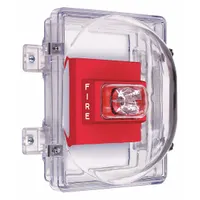 Clear polycarbonate guard for indoor wall-mounted strobe units. Protects against vandalism and accidental damage. Water resistant. Includes mounting hardware for surface mounting. Overall depth 8 1/2 in