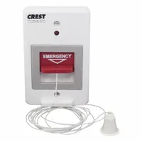 White pullcord call station replacement for healthcare signaling systems. FDA listed. Pullcord design enables easy activation by patients or staff to request assistance