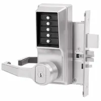 Mechanical push button lockset in chrome finish. Provides keyless entry via push button code. Includes key override capability for Best and Equivalents (6 or 7-pin length, not included). Suitable for commercial and institutional doors requiring ADA-compliant access control