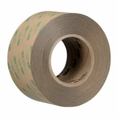 3M 468MP is a general purpose adhesive transfer tape with a transparent acrylic adhesive on a polycoated kraft paper liner. The repositionable bond allows temporary placement before permanent bonding. Typical applications include mounting and laminating films, foils, and plastics in industrial assembly and signage.