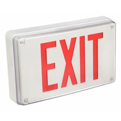 LITHONIA LIGHTING Exit Sign: Red, 1 Faces, Emergency Battery Backup, Aluminum, Nickel Cadmium - Vandal-Resistant Exit Signs