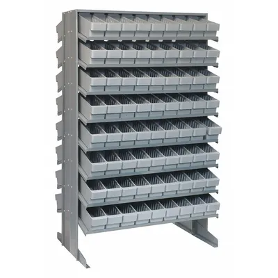 QUANTUM STORAGE SYSTEMS Pick Rack: 36 in x 24 in x 60 in, 2 Usable Sides, 16 Shelves, 144 Bins - Metal Stationary Pick Racks with Open-Front Bins