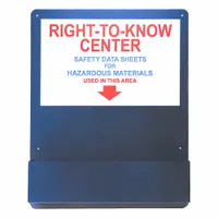 Wall-mount information center for displaying safety notices, instructions, or compliance information. Overall dimensions: 30 in height, 24 in width, 4 1/8 in depth. Mounting hardware not included